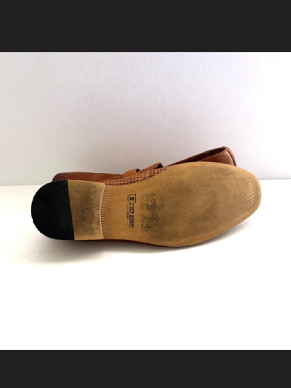 Stacy Adams Men's Belvan Slip-On Loafer 12M Tan Perforated Woven Leather - Picture 8 of 10